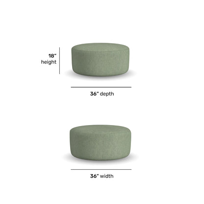 Pouf - Fabric Cocktail Ottoman - Olive