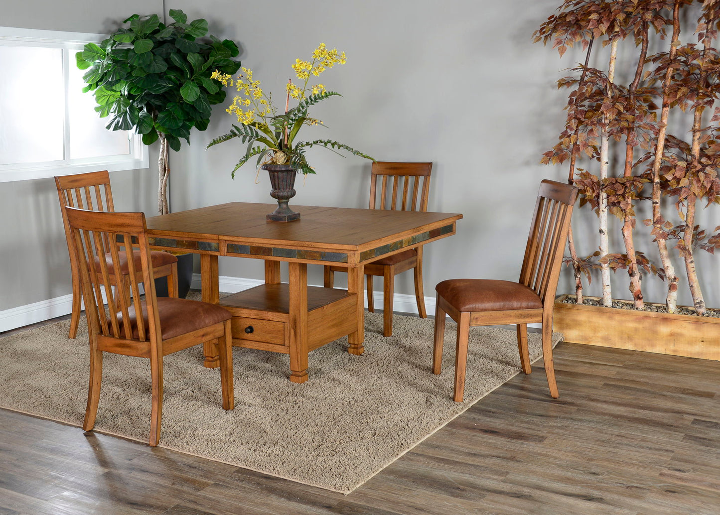 Sedona - Slatback Chair, Cushion Seat (Set of 2) - Rustic Oak