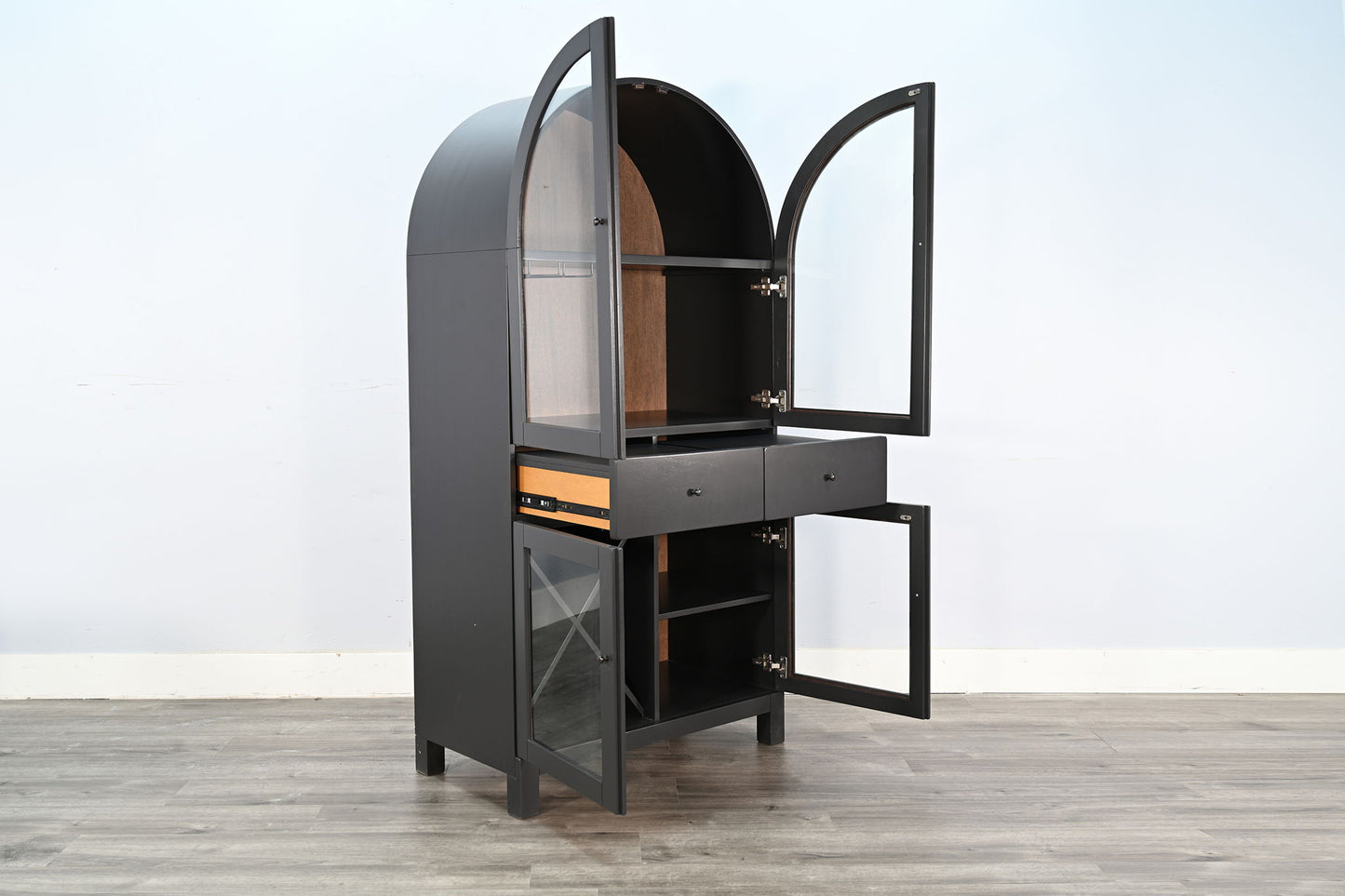 Arched Wine Bar Cabinet - Black Magic