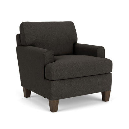 Moxy - Fabric Chair, T-Shaped Seat Cushion, Rounded Mailbox Arms
