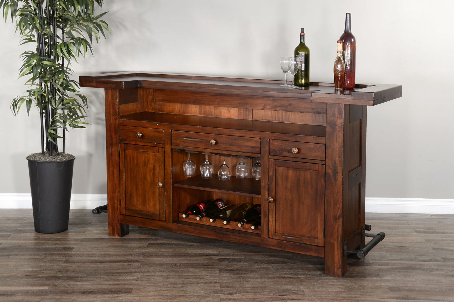 Tuscany - Farmhouse Wood Home Bar - Vintage Mocha