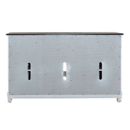 Allyson Park - 68" Highboy TV Console - Wirebrushed White / Charcoal