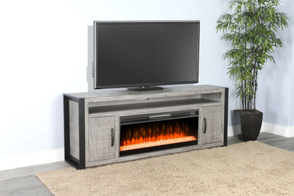 Alpine - 78" Media Console With Electric Fireplace - Gray