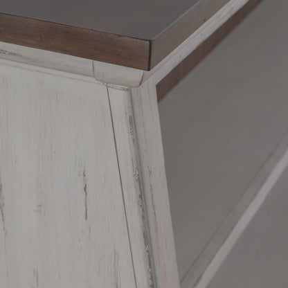 River Place - Angled Server Hutch - Riverstone White & Tobacco
