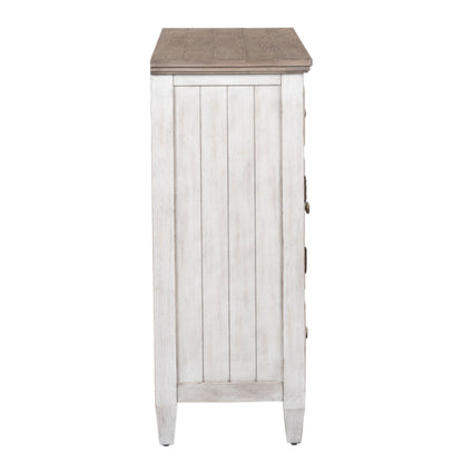 Heartland - 2 Door 6 Drawer Chesser - Antique White / Tobacco Tops