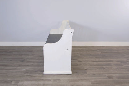 Carriage House - Slat Back Bench - Cottage White / Europen Dark