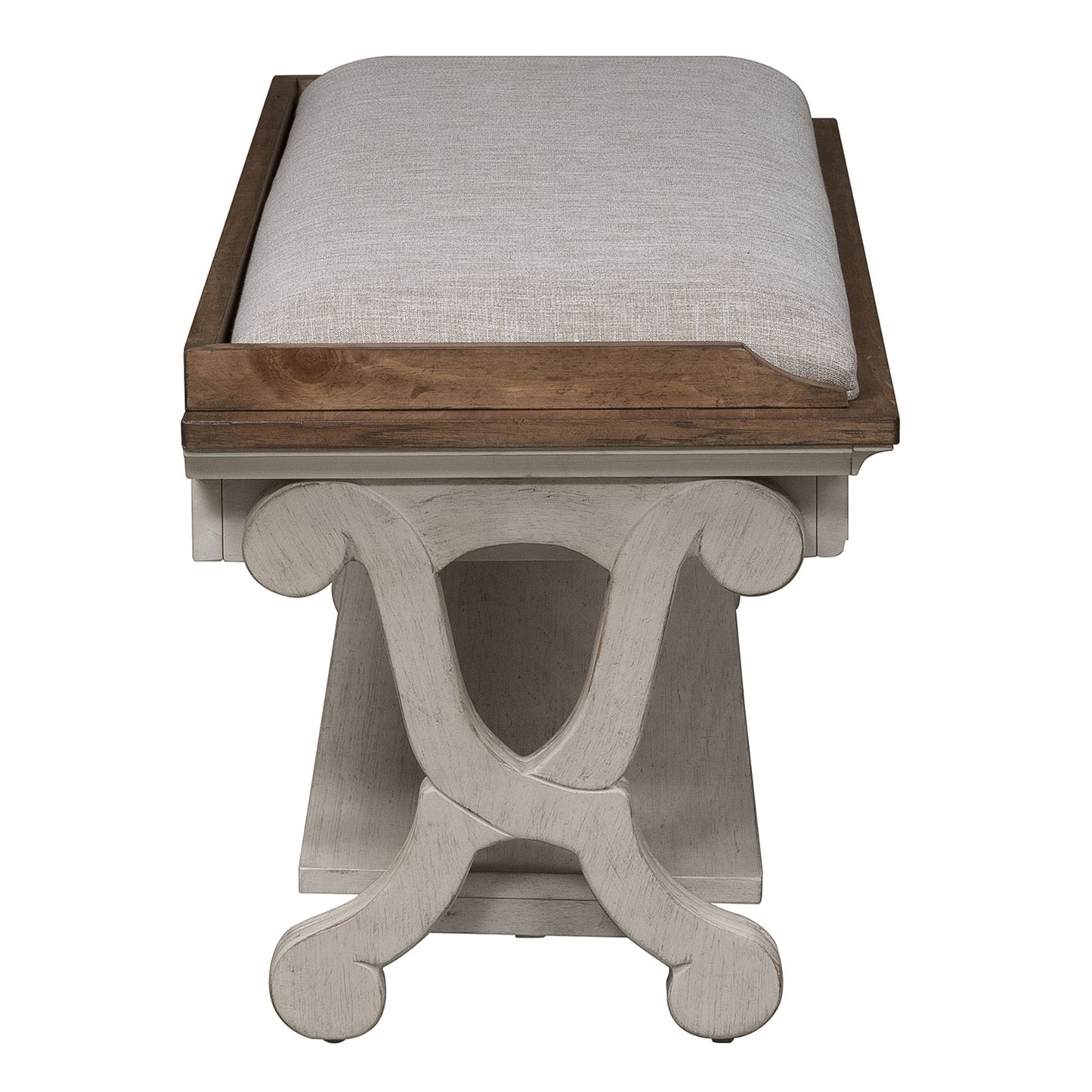 Farmhouse Reimagined - Bed Bench - Antique White / Chestnut Tops