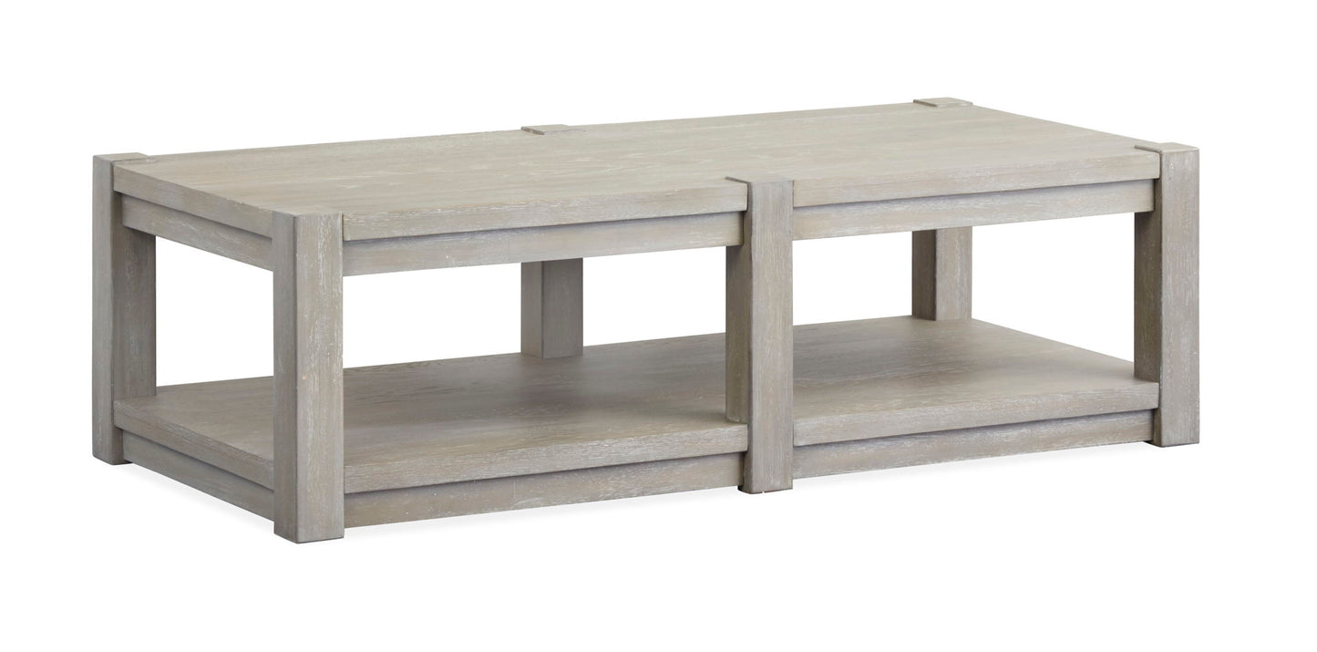 Burgess - Rectangular Shelf Cocktail Table With Casters - Calico Gray