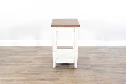Chair Side Table - White / Light Brown