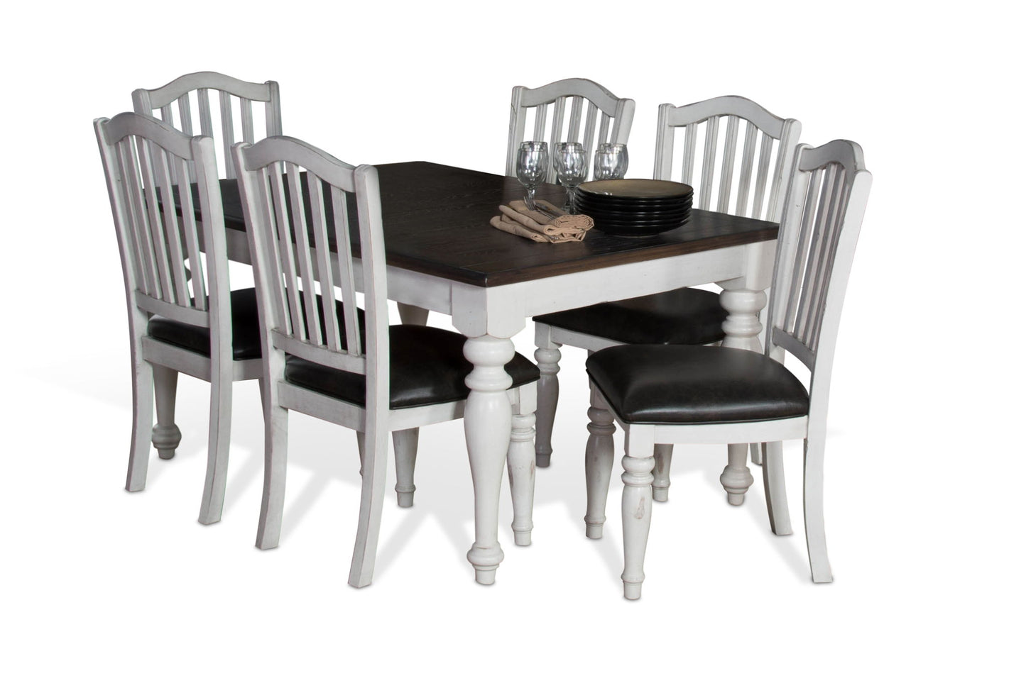 Bourbon County - Rectangular Dining Table With Extensions - White / Dark Brown