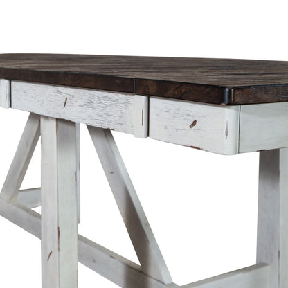 Farmhouse - Trestle Table - Two Tone White / Wood Tone