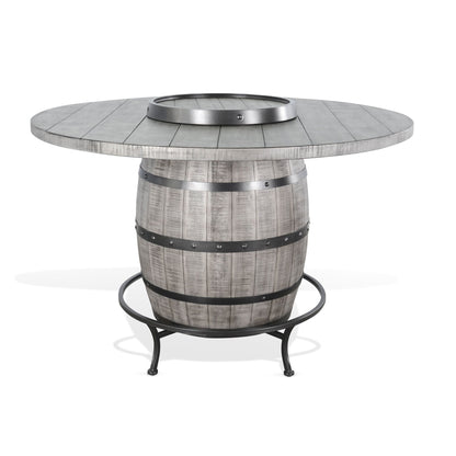Alpine - Round Pub Table With Wine Barrel Base - Gray
