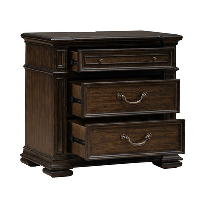 Providence Park - Nightstand With Charging Station - Chateau Brown