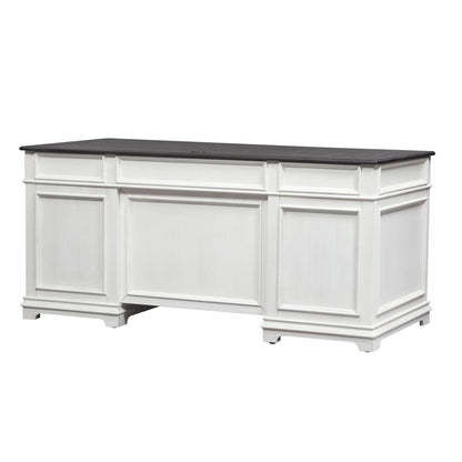 Allyson Park - Desk - Wirebrushed White / Charcoal