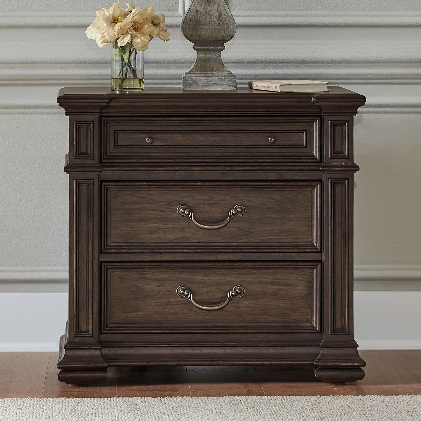 Providence Park - Nightstand With Charging Station - Chateau Brown