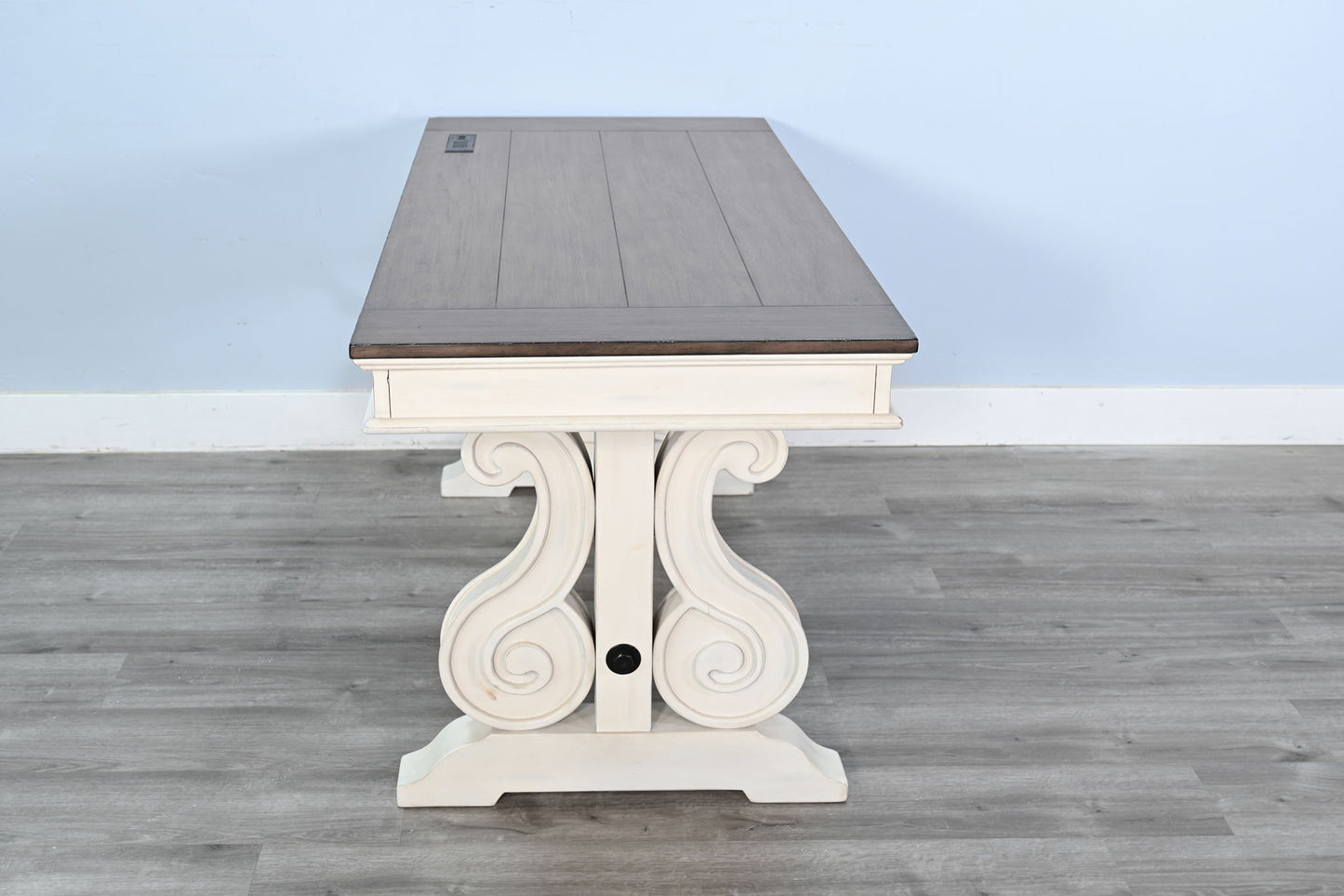 Pasadena - Desk With Power Strip - Buckskin / Marble White