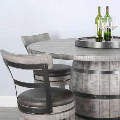 Alpine - Round Pub Table With Wine Barrel Base - Gray