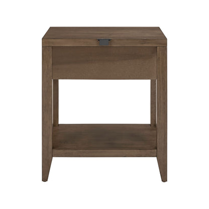 Shaker Lakes - Open Nightstand With Charging Station - Harvest Brown