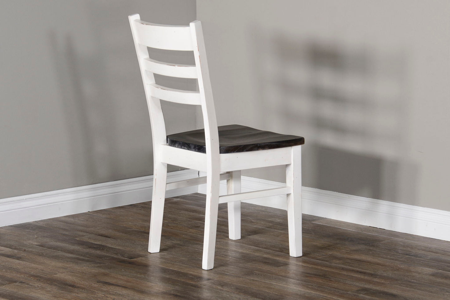 Carriage House - Wood Ladderback Dining Chair (Set of 2) - Cottage White / Europen Dark