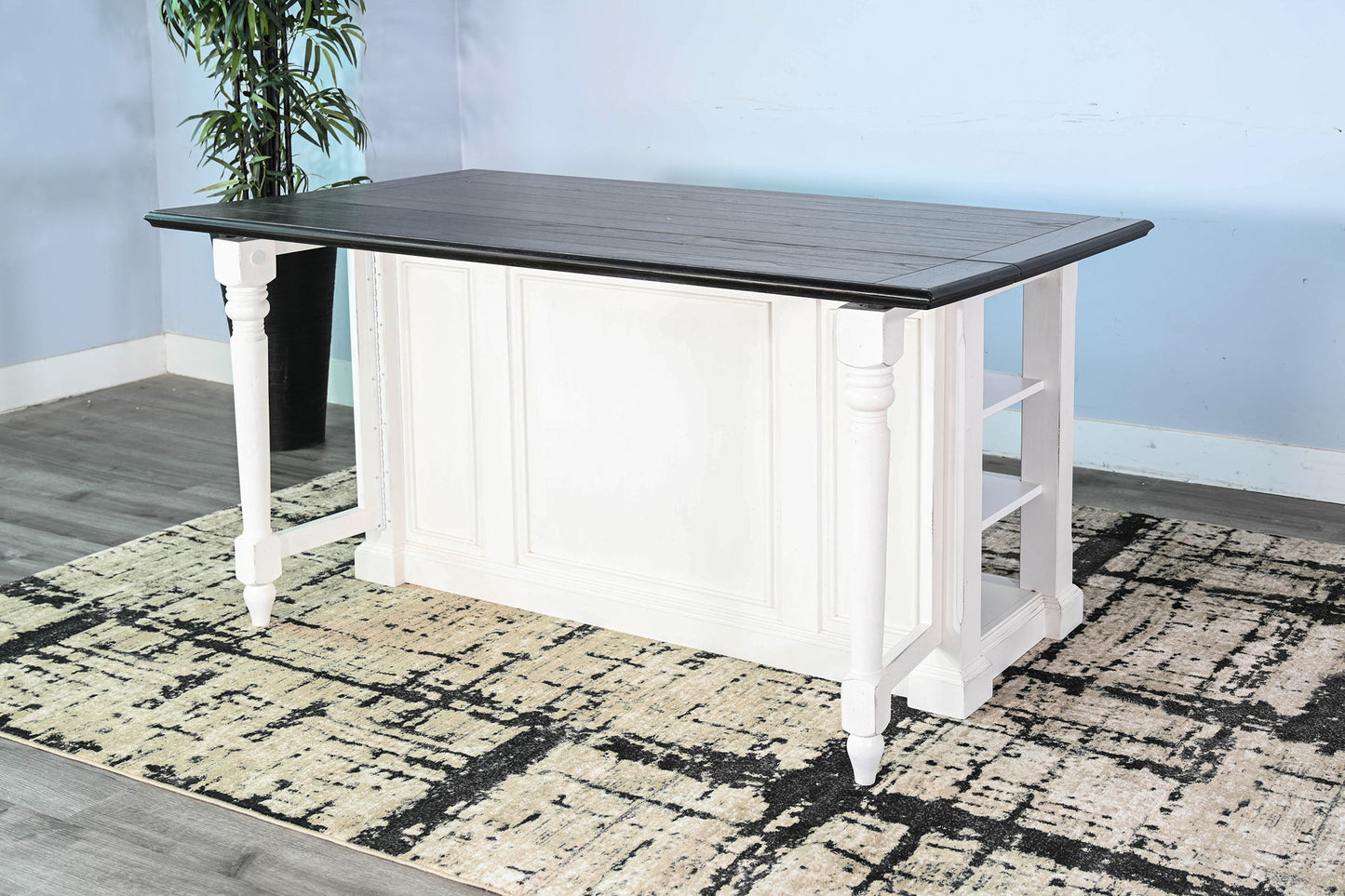 Carriage House - Kitchen Island, 13" Drop Leaf - Cottage White / Europen Dark