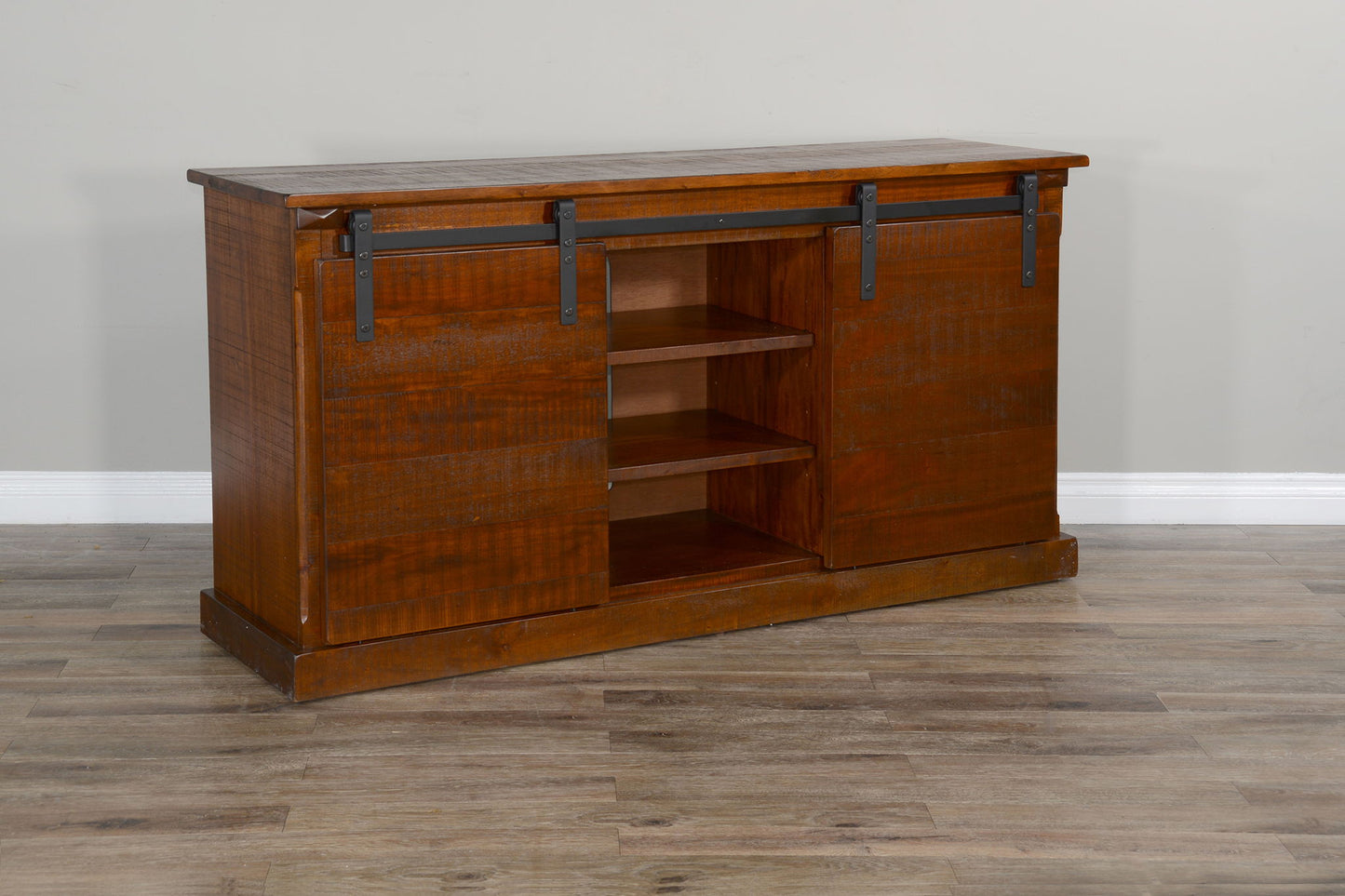 Santa Fe - TV Console With Barn Door - Dark Chocolate