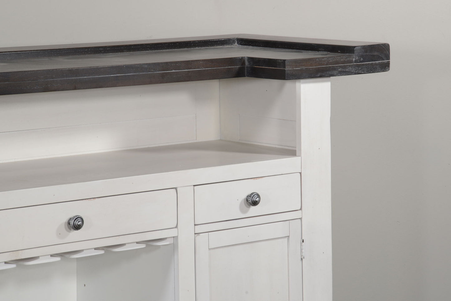 Carriage House - Farmhouse Wood Home Bar - Cottage White / Europen Dark