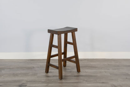 Homestead - 30" Saddle Seat Stool With Wood Seat (Set of 2) - Black Walnut