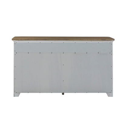 Farmhouse Reimagined - Server - Antique White / Chestnut Tops