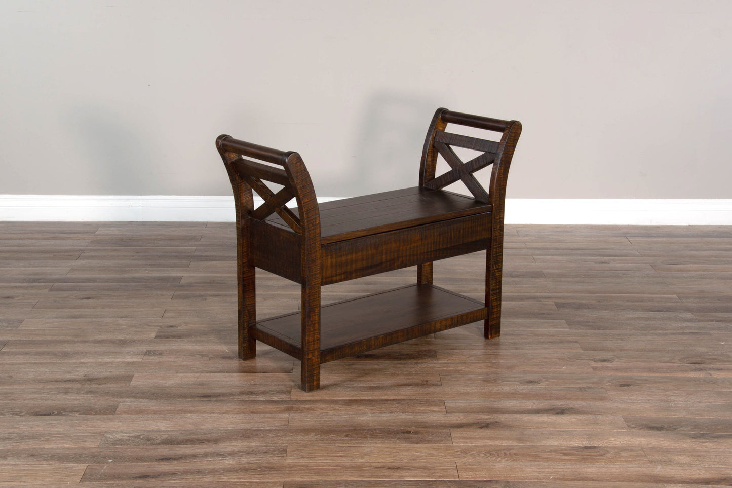 Homestead - Accent Bench With Storage, Wood Seat - Tobacco Leaf