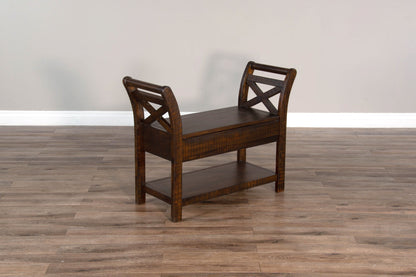 Homestead - Accent Bench With Storage, Wood Seat - Tobacco Leaf