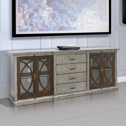 Homestead Hills - Media Console Long - Tobacco Leaf / Alpine Gray