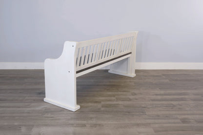 Carriage House - Slat Back Bench - Cottage White / Europen Dark