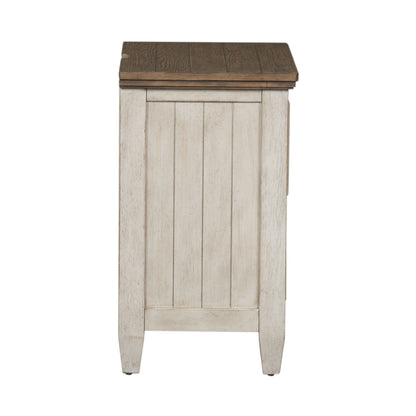 Heartland - 2 Drawer Nightstand With Charging Station - Antique White / Tobacco Tops