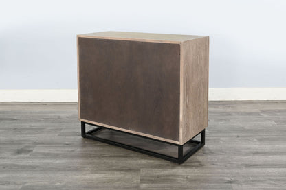 Wood Accent Cabinet With Chevron Doors And Metal Base - Wheat