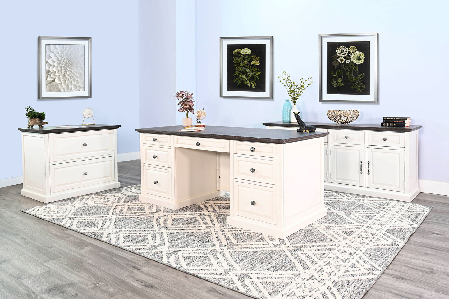 Carriage House - Credenza - Cottage White / Europen Dark