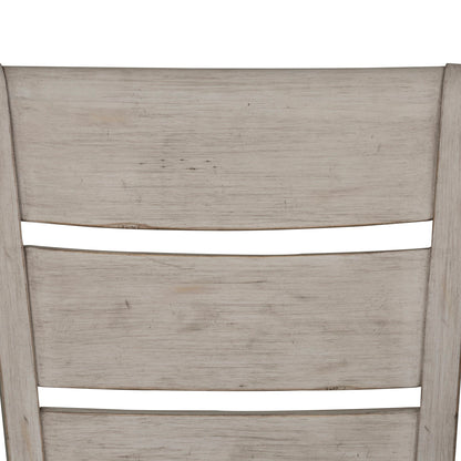 Farmhouse Reimagined - Ladder Back Upholstered Side Chair - Antique White / Chestnut Tops