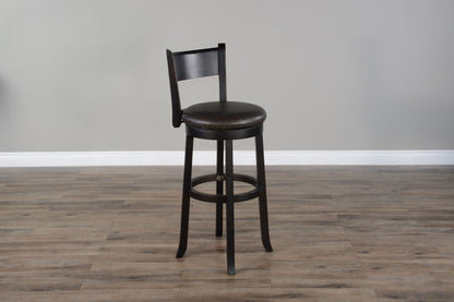 Scottsdale - 30" Swivel Barstool With Cushion Seat & Back (Set of 2) - Dark Brown / Black