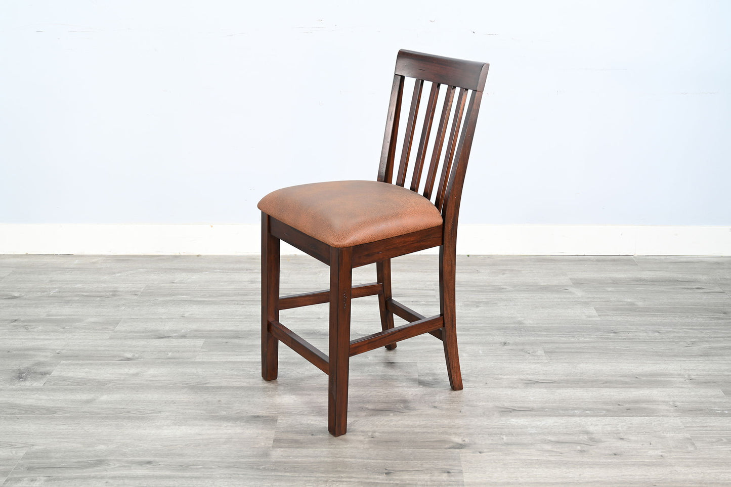 Santa Fe - Slatback Counter Stool With Cushion Seat (Set of 2) - Dark Chocolate