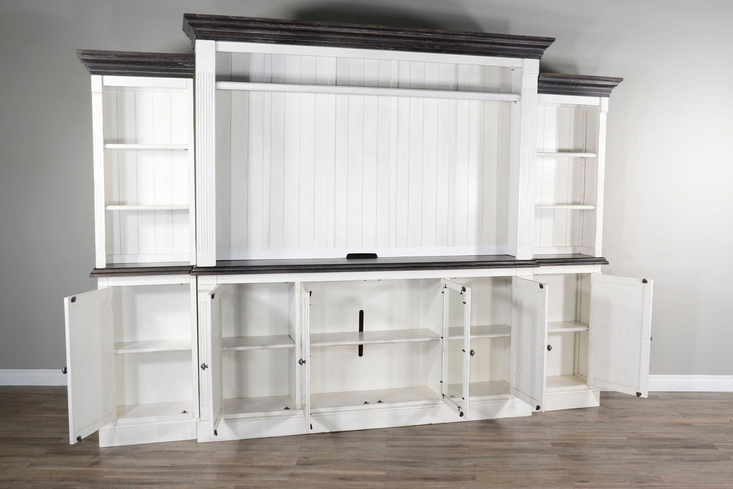 Carriage House - Entertainment Wall - Cottage White / Europen Dark