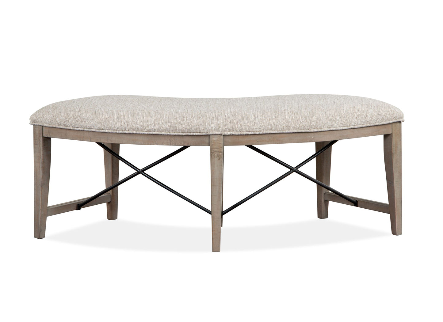 Paxton Place - Curved Bench With Upholstered Seat - Dovetail Gray
