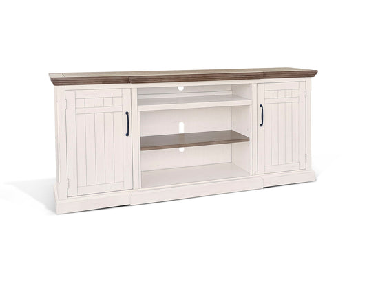 Pasadena - TV Console With Fireplace Option - Buckskin / Marble White