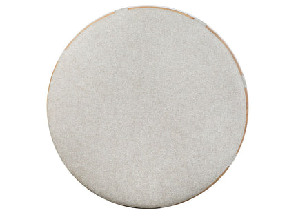 Lindon - Round Cocktail Table With Gray Upholstered Top & Casters - Belgian Wheat