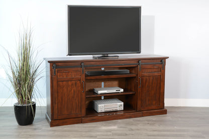 78" Barn Door Media Console With Electric Fireplace