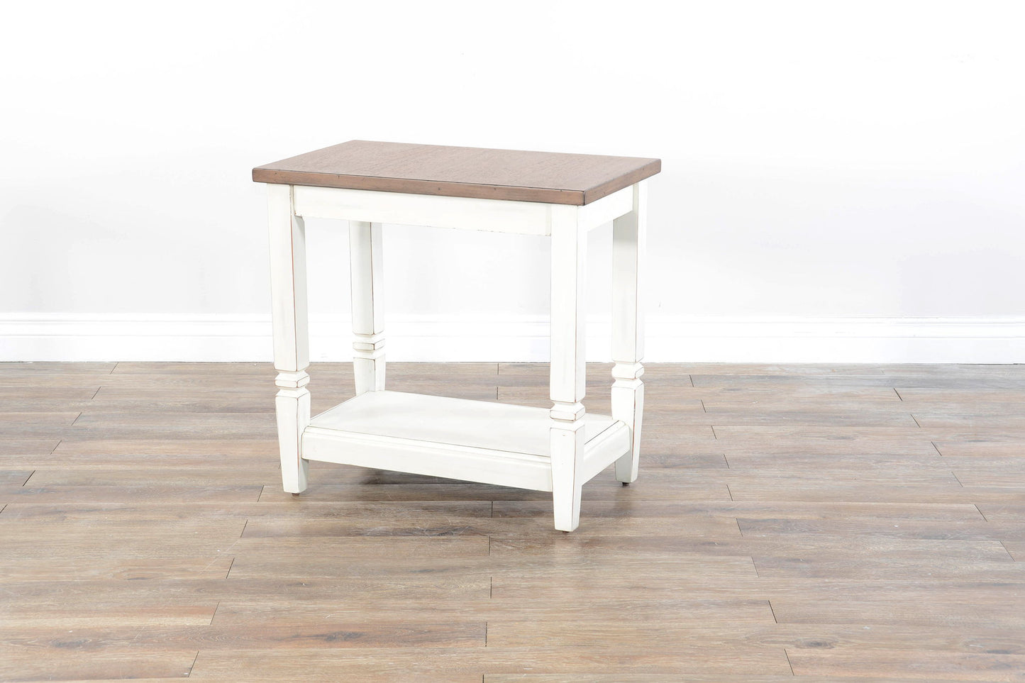 Chair Side Table - White / Light Brown