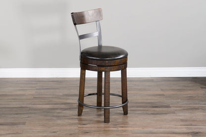 Homestead - Counter Bartool With Back & Swivel, Cushion Seat (Set of 2) - Tobacco Leaf