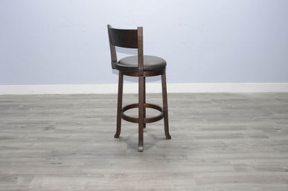 Homestead - 30"H Swivel Barstool, Cushion Seat & Back (Set of 2) - Dark Brown