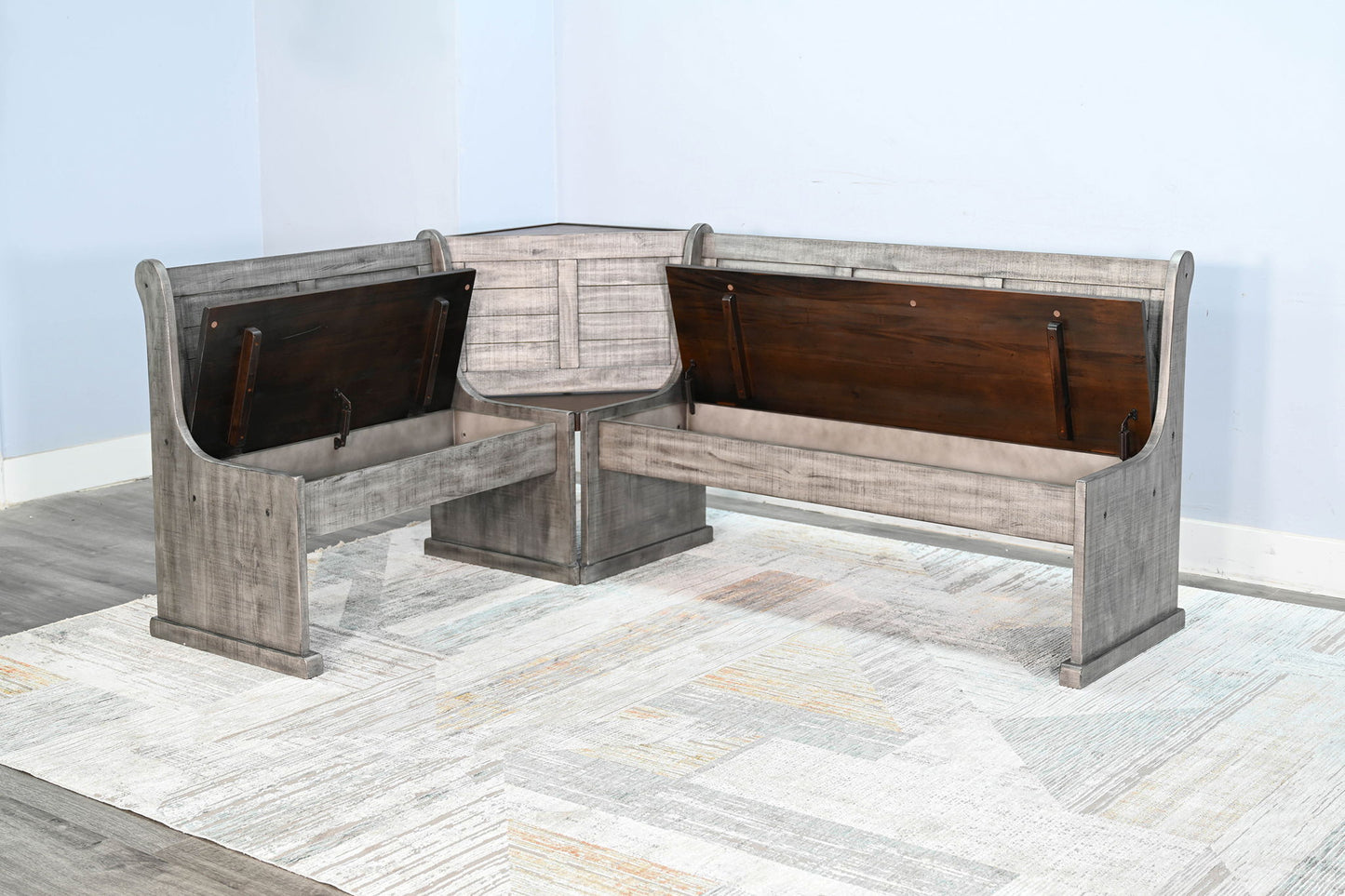 Homestead Hills - Wood Breakfast Nook Dining Set - Tobacco Leaf / Alpine Gray