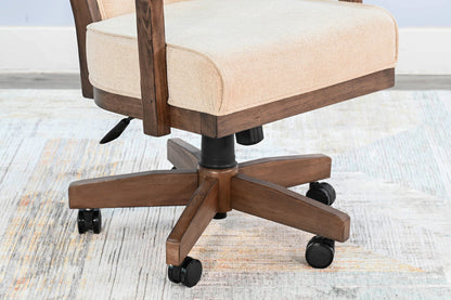 Doe Valley - Game Chair With Casters, Cushion Seat & Back - Buckskin / Beige