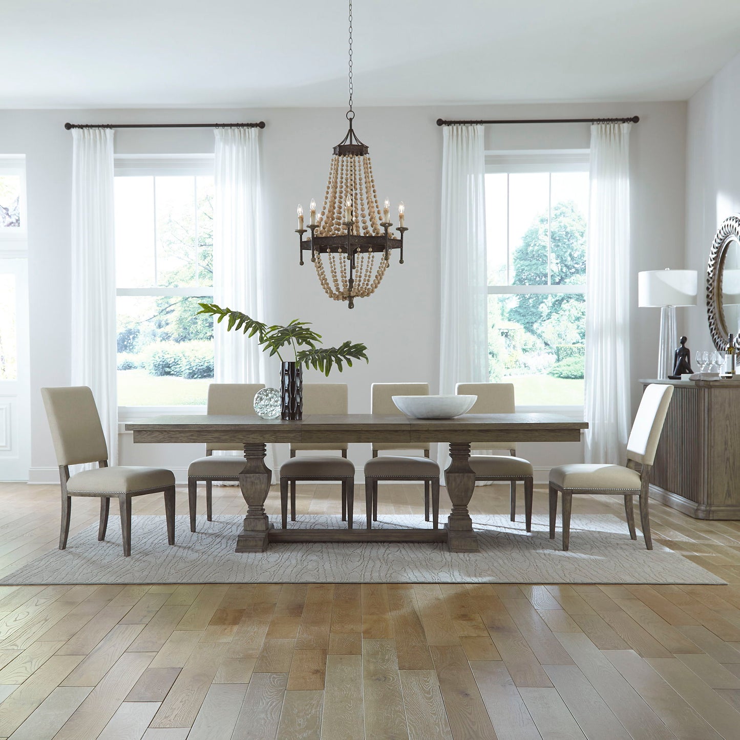 Westfield - 7 Piece Trestle Table Set - Havana Brown