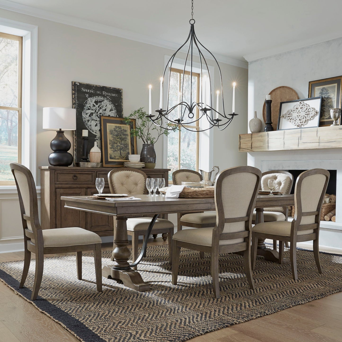 Americana Farmhouse - Dining Room Trestle Table Set